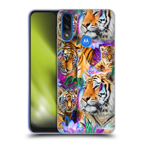 Sheena Pike Big Cats Daydream Tigers With Flowers Soft Gel Case for Motorola Moto E7 Power / Moto E7i Power
