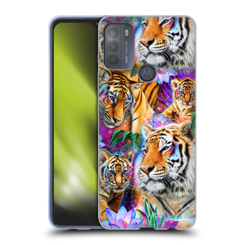 Sheena Pike Big Cats Daydream Tigers With Flowers Soft Gel Case for Motorola Moto G50
