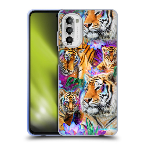 Sheena Pike Big Cats Daydream Tigers With Flowers Soft Gel Case for Motorola Moto G52