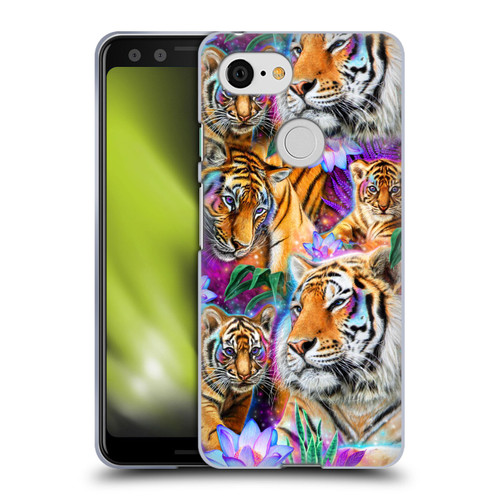 Sheena Pike Big Cats Daydream Tigers With Flowers Soft Gel Case for Google Pixel 3