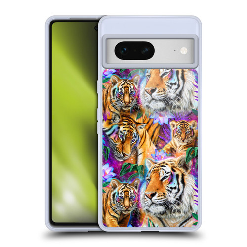 Sheena Pike Big Cats Daydream Tigers With Flowers Soft Gel Case for Google Pixel 7