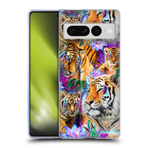 Sheena Pike Big Cats Daydream Tigers With Flowers Soft Gel Case for Google Pixel 7 Pro