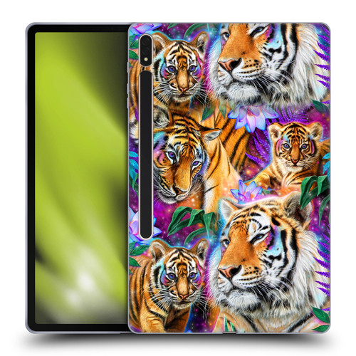 Sheena Pike Big Cats Daydream Tigers With Flowers Soft Gel Case for Samsung Galaxy Tab S8 Plus