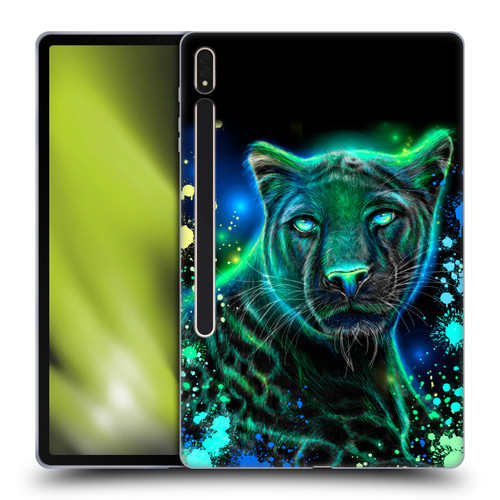 Sheena Pike Big Cats Neon Blue Green Panther Soft Gel Case for Samsung Galaxy Tab S8 Plus