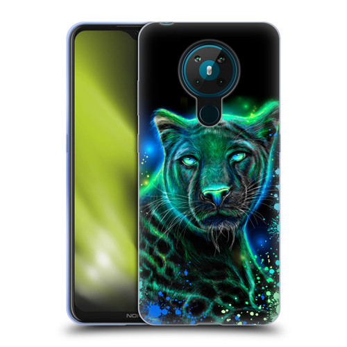 Sheena Pike Big Cats Neon Blue Green Panther Soft Gel Case for Nokia 5.3
