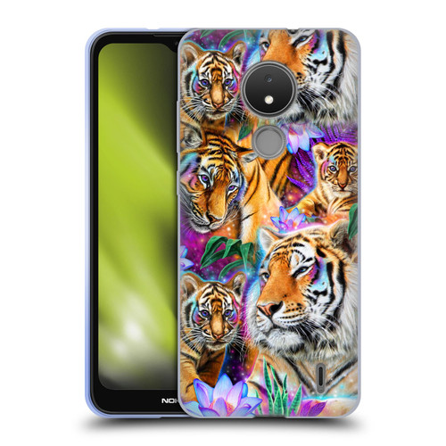 Sheena Pike Big Cats Daydream Tigers With Flowers Soft Gel Case for Nokia C21
