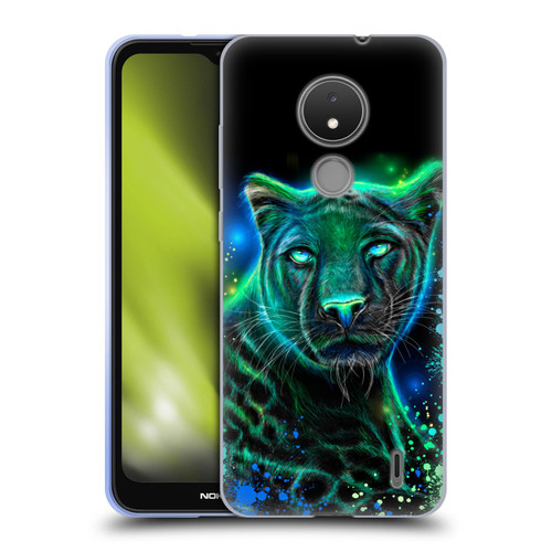 Sheena Pike Big Cats Neon Blue Green Panther Soft Gel Case for Nokia C21