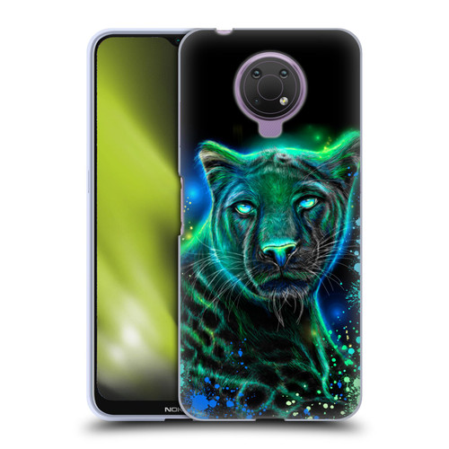 Sheena Pike Big Cats Neon Blue Green Panther Soft Gel Case for Nokia G10
