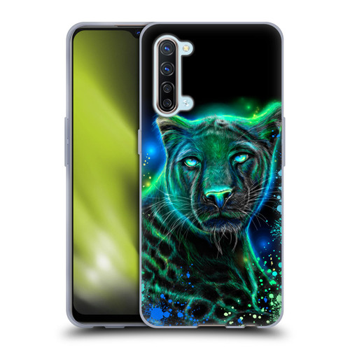 Sheena Pike Big Cats Neon Blue Green Panther Soft Gel Case for OPPO Find X2 Lite 5G