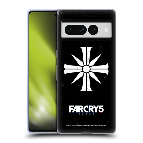 Far Cry 5 Key Art And Logo Distressed Look Cult Emblem Soft Gel Case for Google Pixel 7 Pro