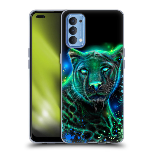 Sheena Pike Big Cats Neon Blue Green Panther Soft Gel Case for OPPO Reno 4 5G