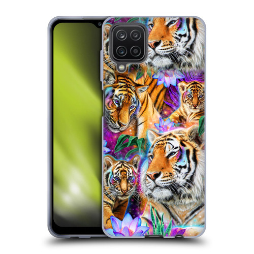 Sheena Pike Big Cats Daydream Tigers With Flowers Soft Gel Case for Samsung Galaxy A12 (2020)