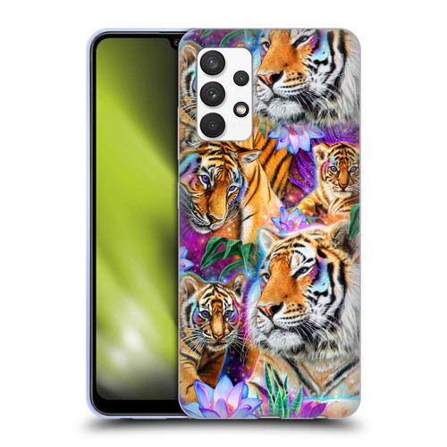 Sheena Pike Big Cats Daydream Tigers With Flowers Soft Gel Case for Samsung Galaxy A32 (2021)