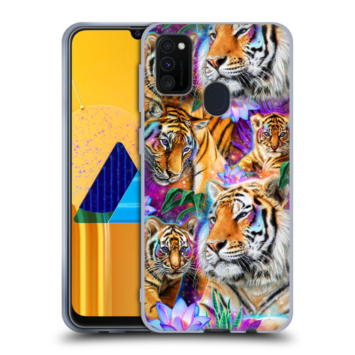 Sheena Pike Big Cats Daydream Tigers With Flowers Soft Gel Case for Samsung Galaxy M30s (2019)/M21 (2020)