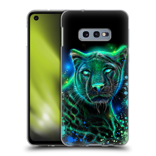 Sheena Pike Big Cats Neon Blue Green Panther Soft Gel Case for Samsung Galaxy S10e