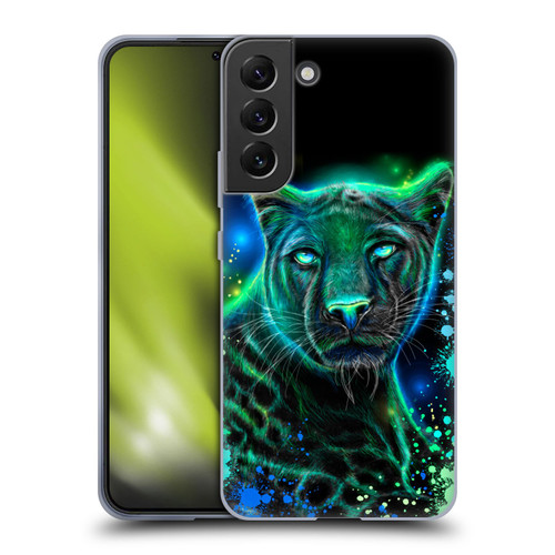 Sheena Pike Big Cats Neon Blue Green Panther Soft Gel Case for Samsung Galaxy S22+ 5G