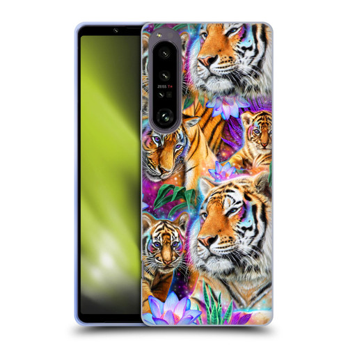 Sheena Pike Big Cats Daydream Tigers With Flowers Soft Gel Case for Sony Xperia 1 IV