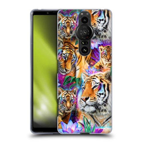Sheena Pike Big Cats Daydream Tigers With Flowers Soft Gel Case for Sony Xperia Pro-I