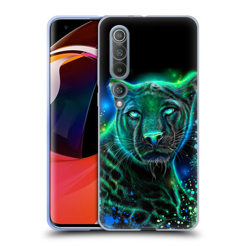 Sheena Pike Big Cats Neon Blue Green Panther Soft Gel Case for Xiaomi Mi 10 5G / Mi 10 Pro 5G