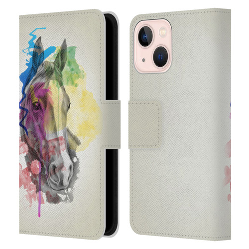 Mark Ashkenazi Animals Horse Leather Book Wallet Case Cover For Apple iPhone 13 Mini