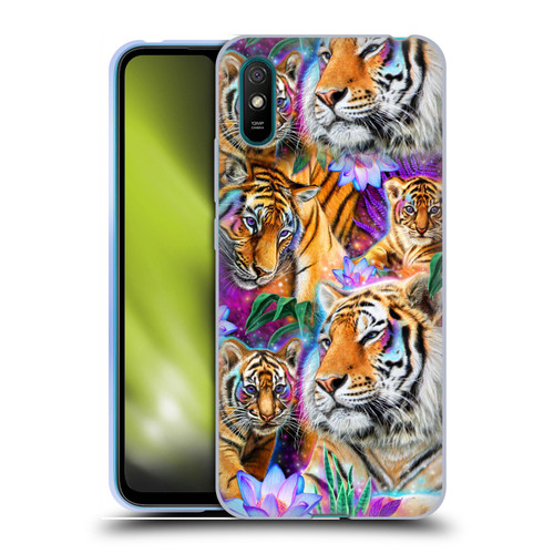 Sheena Pike Big Cats Daydream Tigers With Flowers Soft Gel Case for Xiaomi Redmi 9A / Redmi 9AT