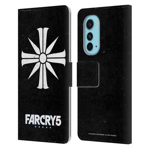 Far Cry 5 Key Art And Logo Distressed Look Cult Emblem Leather Book Wallet Case Cover For Motorola Edge (2022)