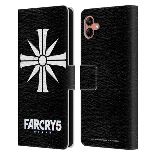 Far Cry 5 Key Art And Logo Distressed Look Cult Emblem Leather Book Wallet Case Cover For Samsung Galaxy A04 (2022)