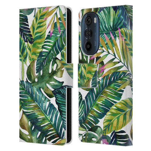 Mark Ashkenazi Banana Life Tropical Leaves Leather Book Wallet Case Cover For Motorola Edge 30