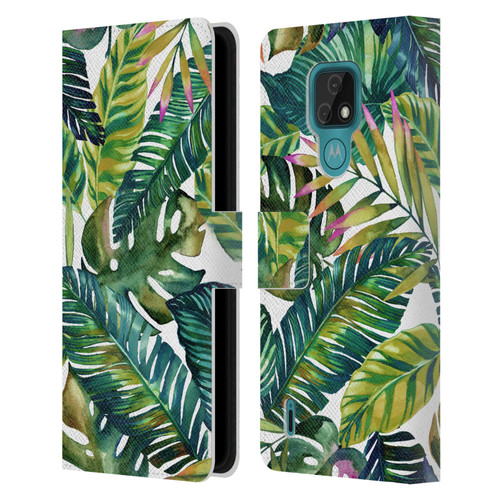Mark Ashkenazi Banana Life Tropical Leaves Leather Book Wallet Case Cover For Motorola Moto E7