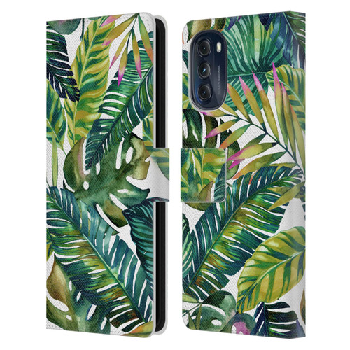 Mark Ashkenazi Banana Life Tropical Leaves Leather Book Wallet Case Cover For Motorola Moto G (2022)