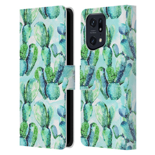 Mark Ashkenazi Banana Life Cactus Leather Book Wallet Case Cover For OPPO Find X5 Pro