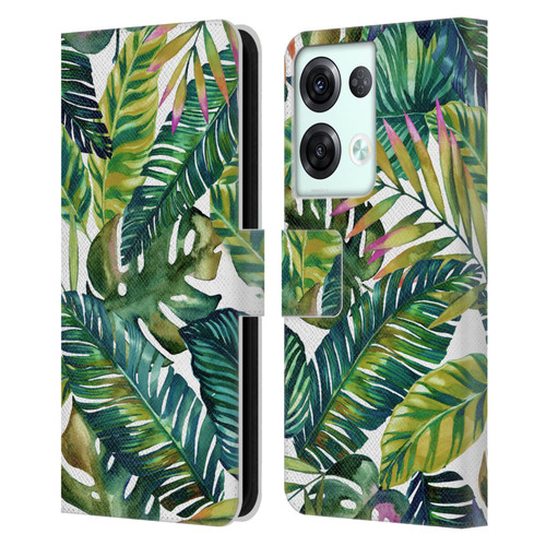 Mark Ashkenazi Banana Life Tropical Leaves Leather Book Wallet Case Cover For OPPO Reno8 Pro