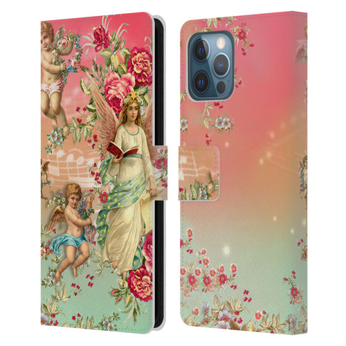 Mark Ashkenazi Florals Angels Leather Book Wallet Case Cover For Apple iPhone 12 Pro Max