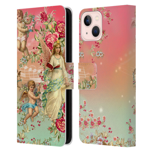 Mark Ashkenazi Florals Angels Leather Book Wallet Case Cover For Apple iPhone 13