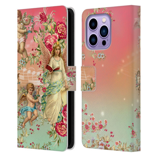 Mark Ashkenazi Florals Angels Leather Book Wallet Case Cover For Apple iPhone 14 Pro Max