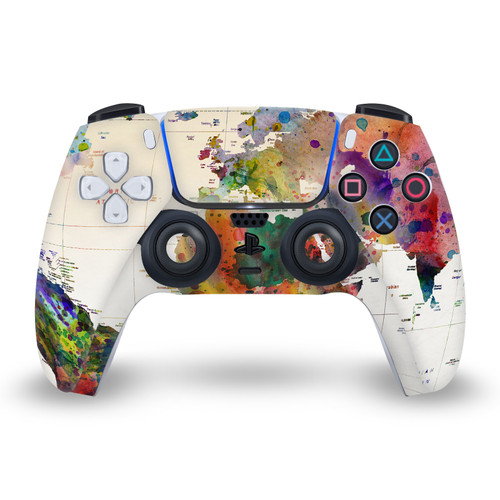 Mark Ashkenazi Art Mix Map Of The World Vinyl Sticker Skin Decal Cover for Sony PS5 Sony DualSense Controller