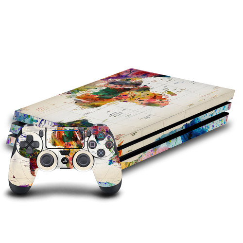 Mark Ashkenazi Art Mix Map Of The World Vinyl Sticker Skin Decal Cover for Sony PS4 Pro Bundle