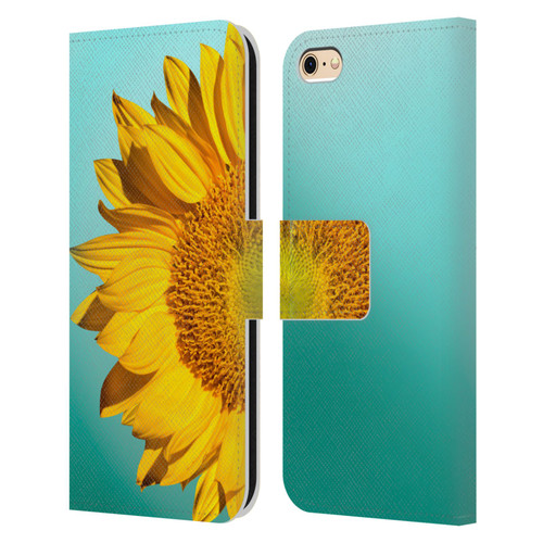 Mark Ashkenazi Florals Sunflowers Leather Book Wallet Case Cover For Apple iPhone 6 / iPhone 6s