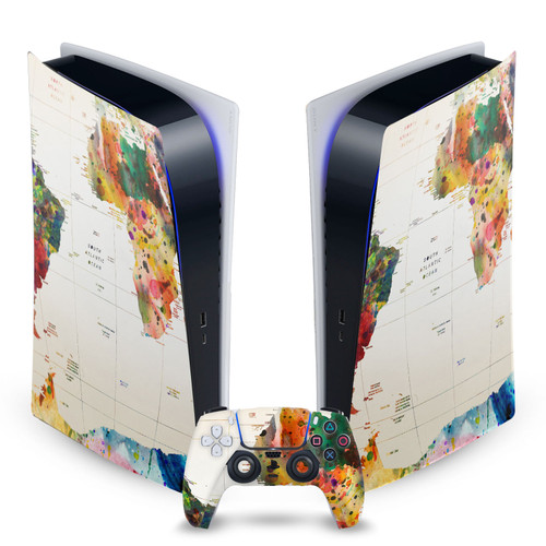 Mark Ashkenazi Art Mix Map Of The World Vinyl Sticker Skin Decal Cover for Sony PS5 Digital Edition Bundle