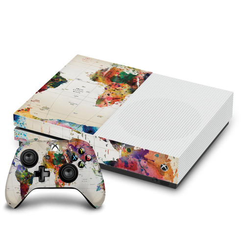 Mark Ashkenazi Art Mix Map Of The World Vinyl Sticker Skin Decal Cover for Microsoft One S Console & Controller