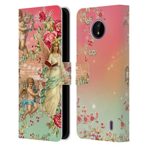 Mark Ashkenazi Florals Angels Leather Book Wallet Case Cover For Nokia C10 / C20