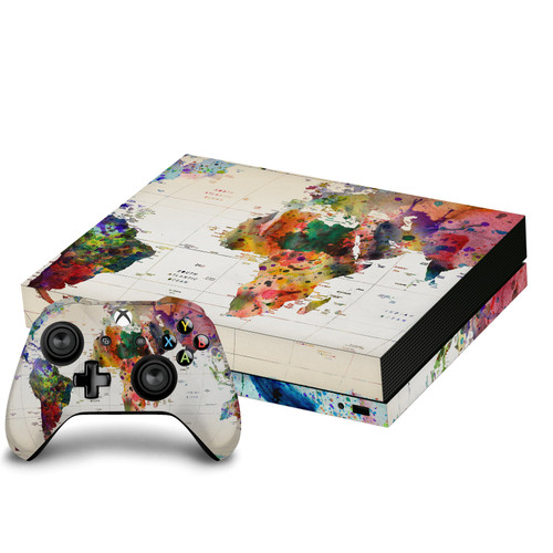 Mark Ashkenazi Art Mix Map Of The World Vinyl Sticker Skin Decal Cover for Microsoft Xbox One X Bundle