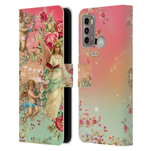 Mark Ashkenazi Florals Angels Leather Book Wallet Case Cover For Motorola Moto G60 / Moto G40 Fusion
