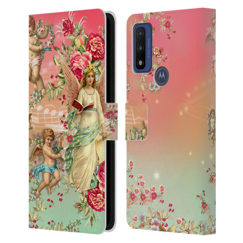 Mark Ashkenazi Florals Angels Leather Book Wallet Case Cover For Motorola G Pure