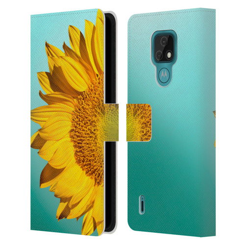 Mark Ashkenazi Florals Sunflowers Leather Book Wallet Case Cover For Motorola Moto E7