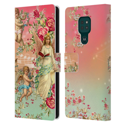 Mark Ashkenazi Florals Angels Leather Book Wallet Case Cover For Motorola Moto G9 Play