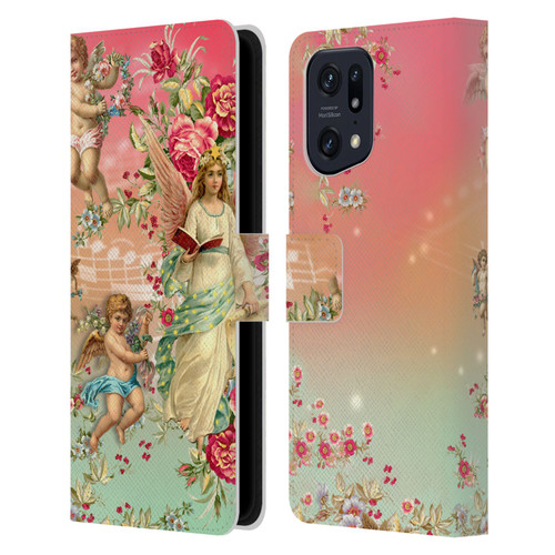Mark Ashkenazi Florals Angels Leather Book Wallet Case Cover For OPPO Find X5