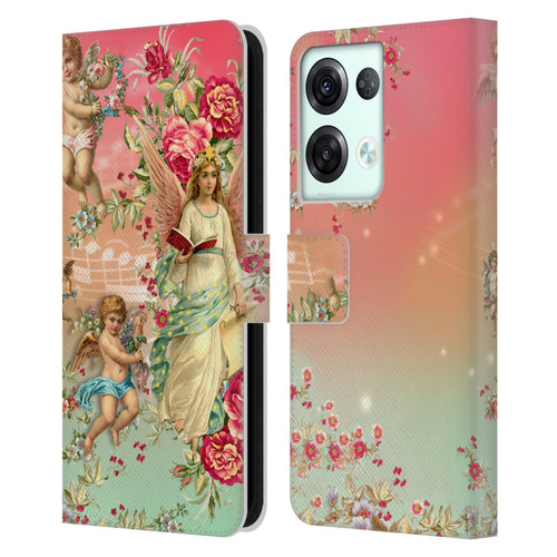 Mark Ashkenazi Florals Angels Leather Book Wallet Case Cover For OPPO Reno8 Pro