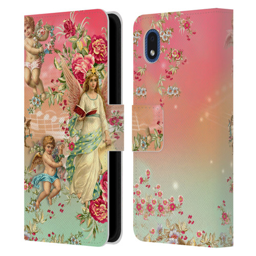 Mark Ashkenazi Florals Angels Leather Book Wallet Case Cover For Samsung Galaxy A01 Core (2020)