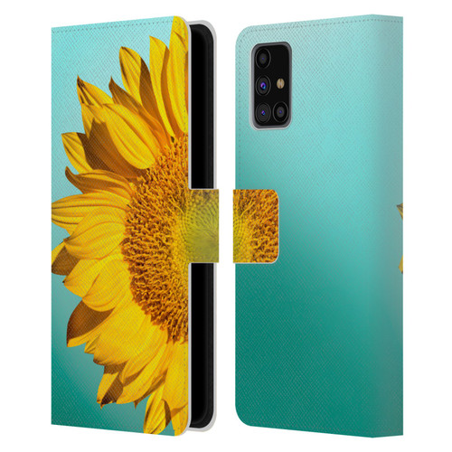 Mark Ashkenazi Florals Sunflowers Leather Book Wallet Case Cover For Samsung Galaxy M31s (2020)